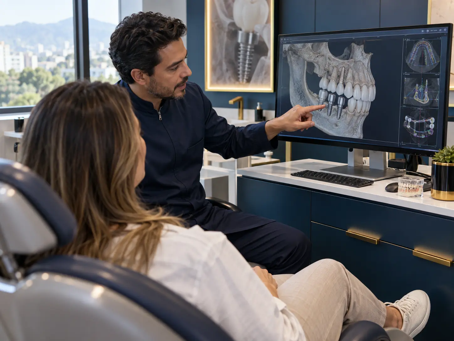 Planejamento ilustrativo de implante dentário com exame digital